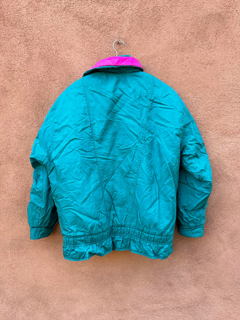 Teal "Weather Chasers" Jacket w/Pink Collar - Small