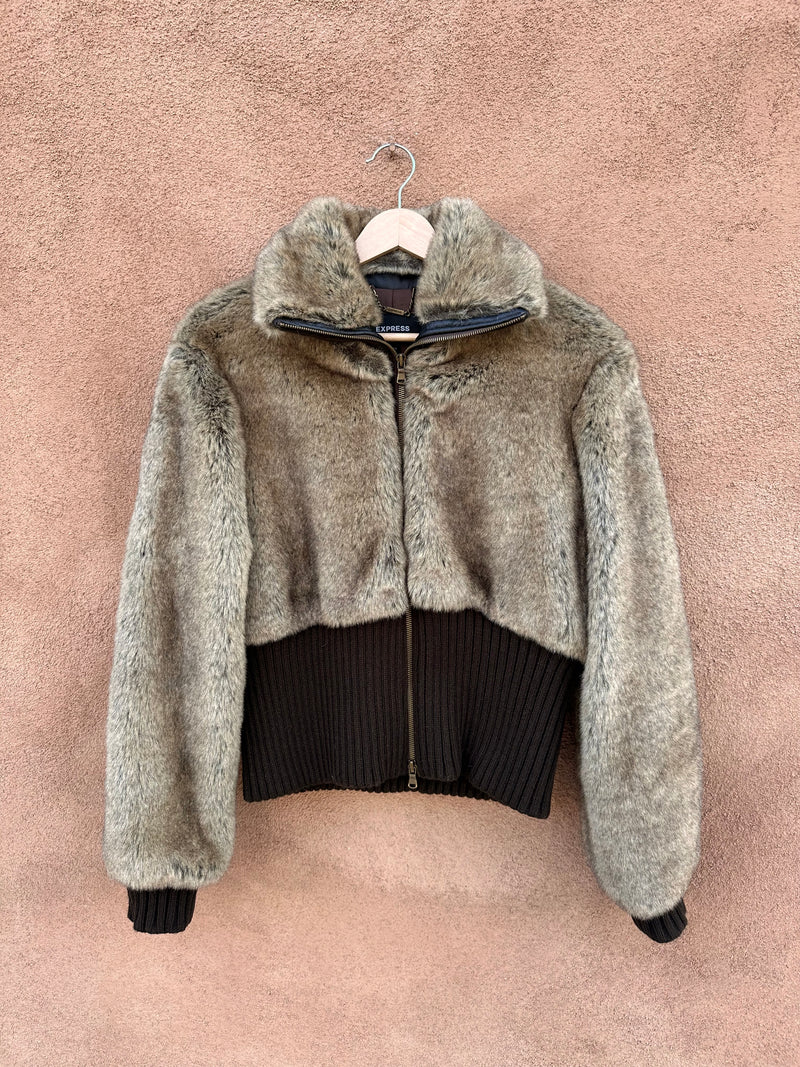 Early Y2K Express Faux Fur Sweater Jacket