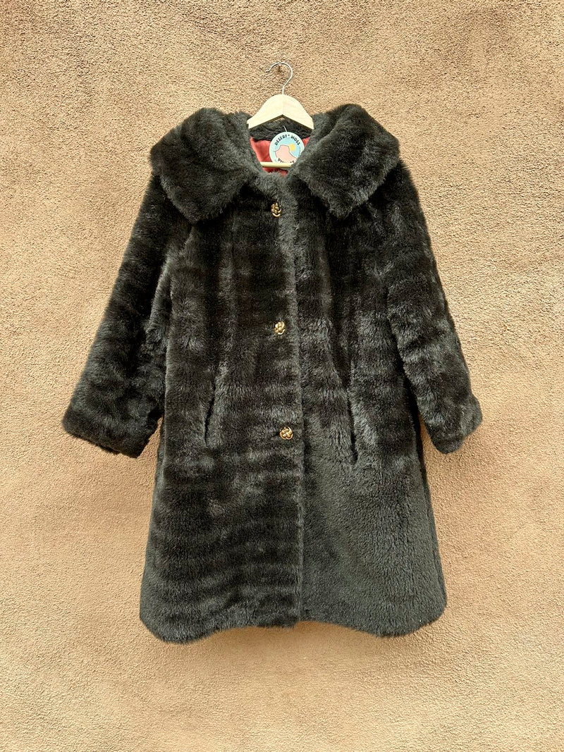 1960's Sateen Lined Faux Fur Union Made Coat s/m