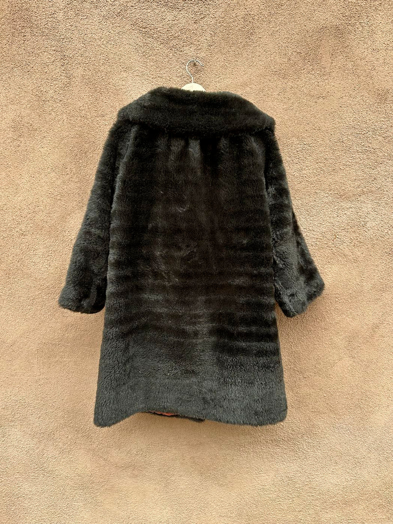 1960's Sateen Lined Faux Fur Union Made Coat s/m