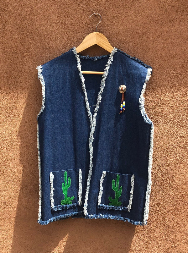 Southwest Raw Edge Denim Vest