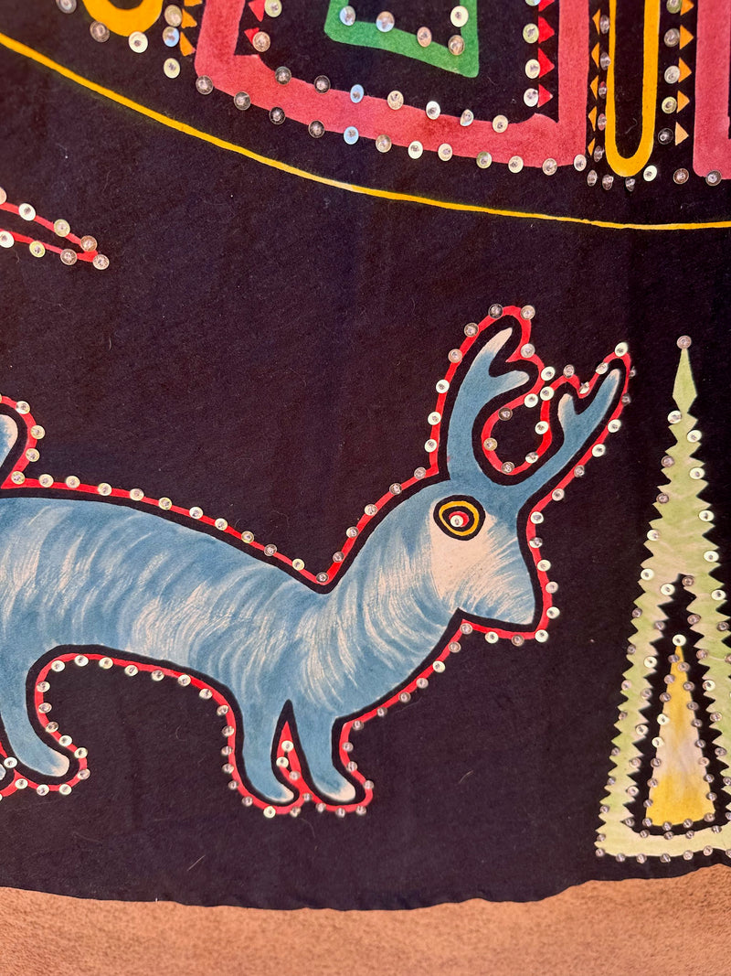 Hand Painted & Sequined Deer & Eagle Skirt