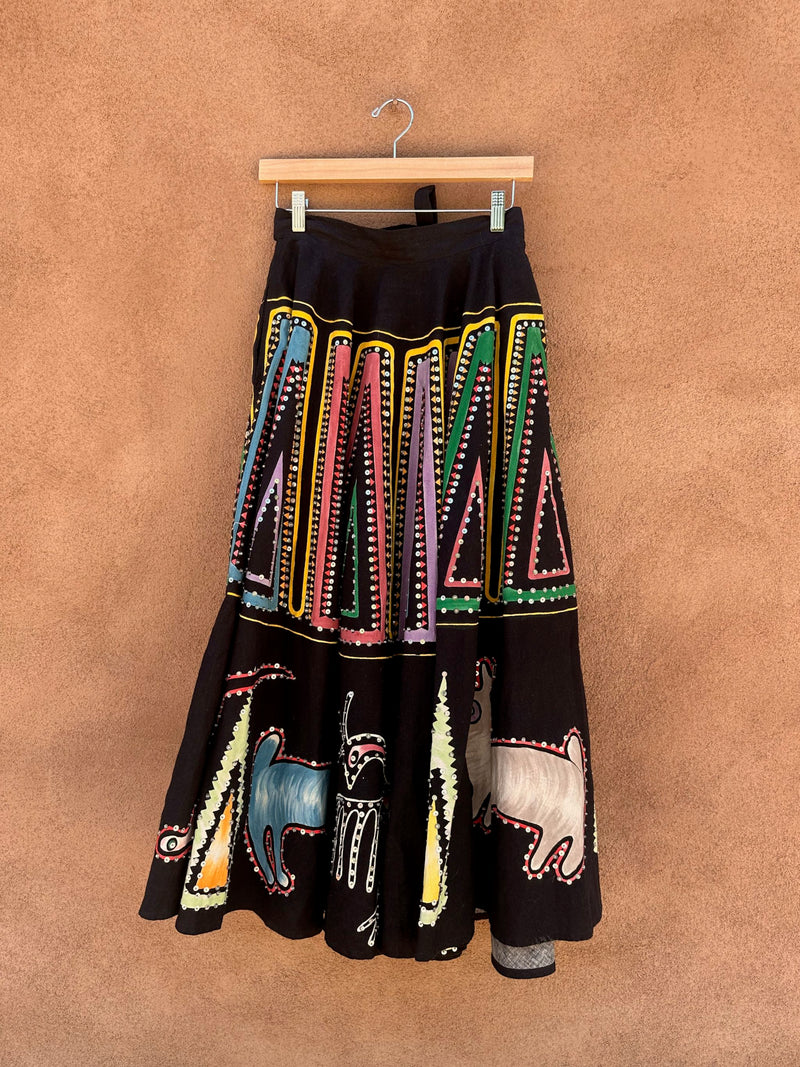 Hand Painted & Sequined Deer & Eagle Skirt