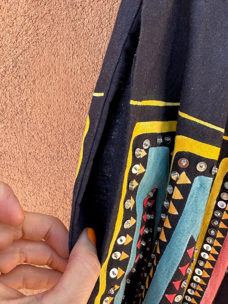 Hand Painted & Sequined Deer & Eagle Skirt