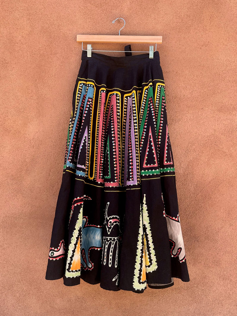 Hand Painted & Sequined Deer & Eagle Skirt