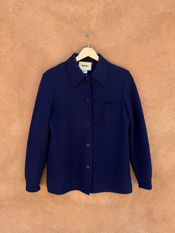 Navy 1950's Wool Cardigan by Dorce - as is