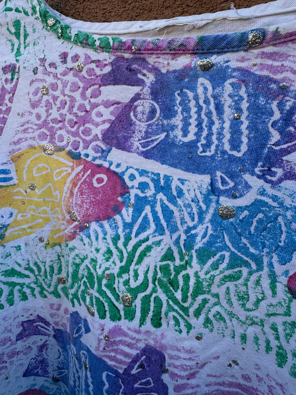 Small Sparkle Screen Printed Fish T-shirt