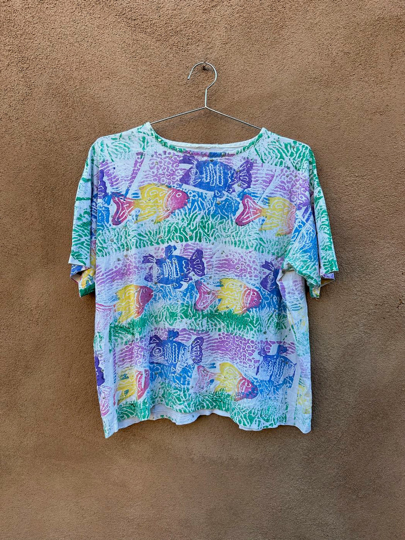 Small Sparkle Screen Printed Fish T-shirt