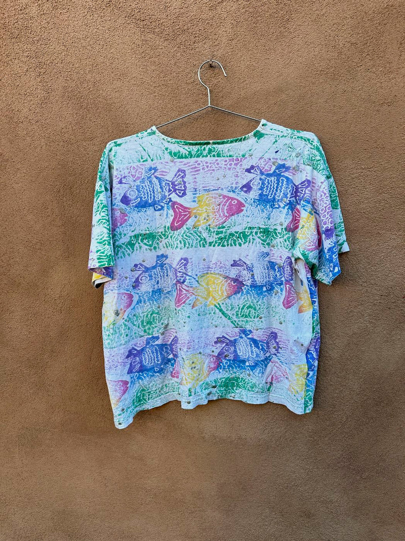 Small Sparkle Screen Printed Fish T-shirt