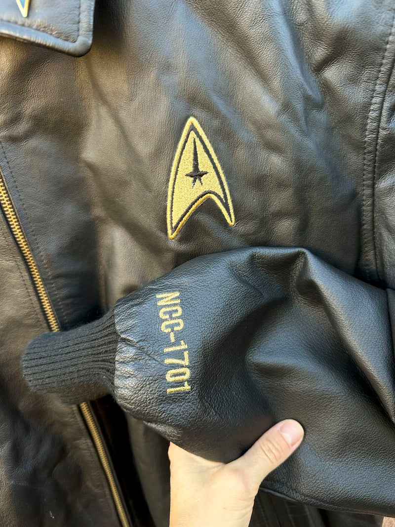 Bradford Exchange Black Leather Star Trek Jacket with Pin