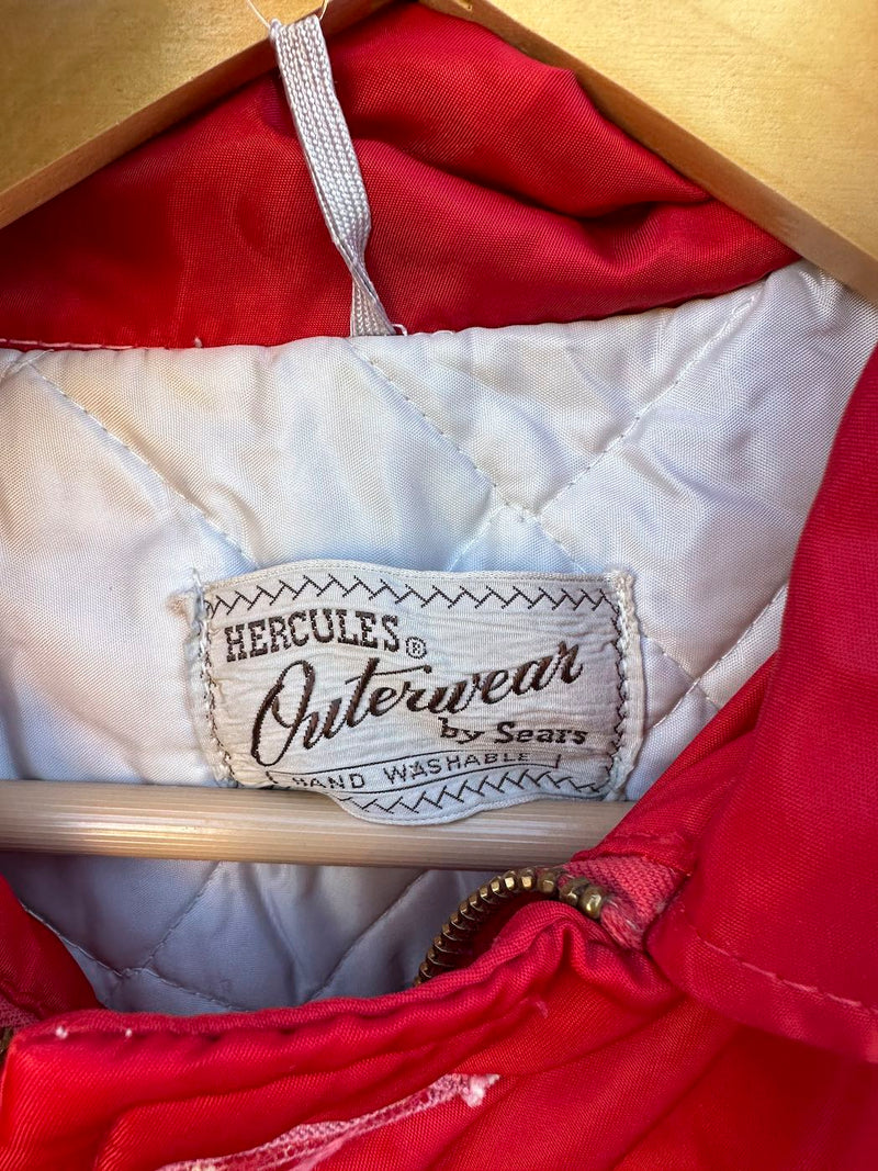 Red 1950's Hercules Outerwear by Sears Parka with Hood - as is
