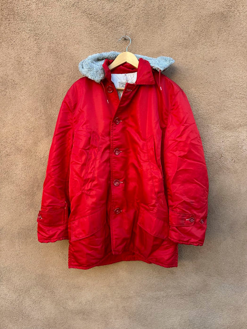 Red 1950's Hercules Outerwear by Sears Parka with Hood - as is