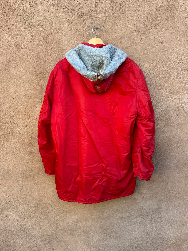 Red 1950's Hercules Outerwear by Sears Parka with Hood - as is