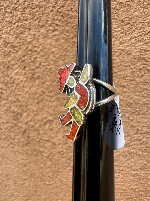 Kachina Dancer Coral Chip Sterling Silver Ring