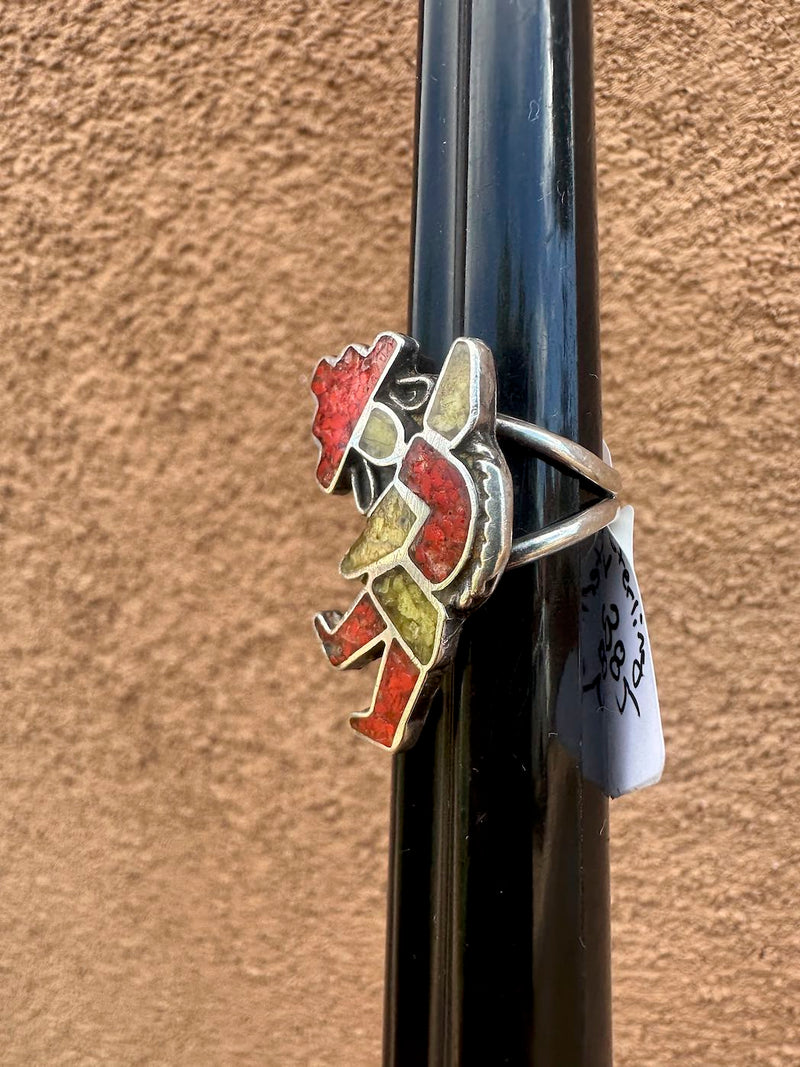 Kachina Dancer Coral Chip Sterling Silver Ring