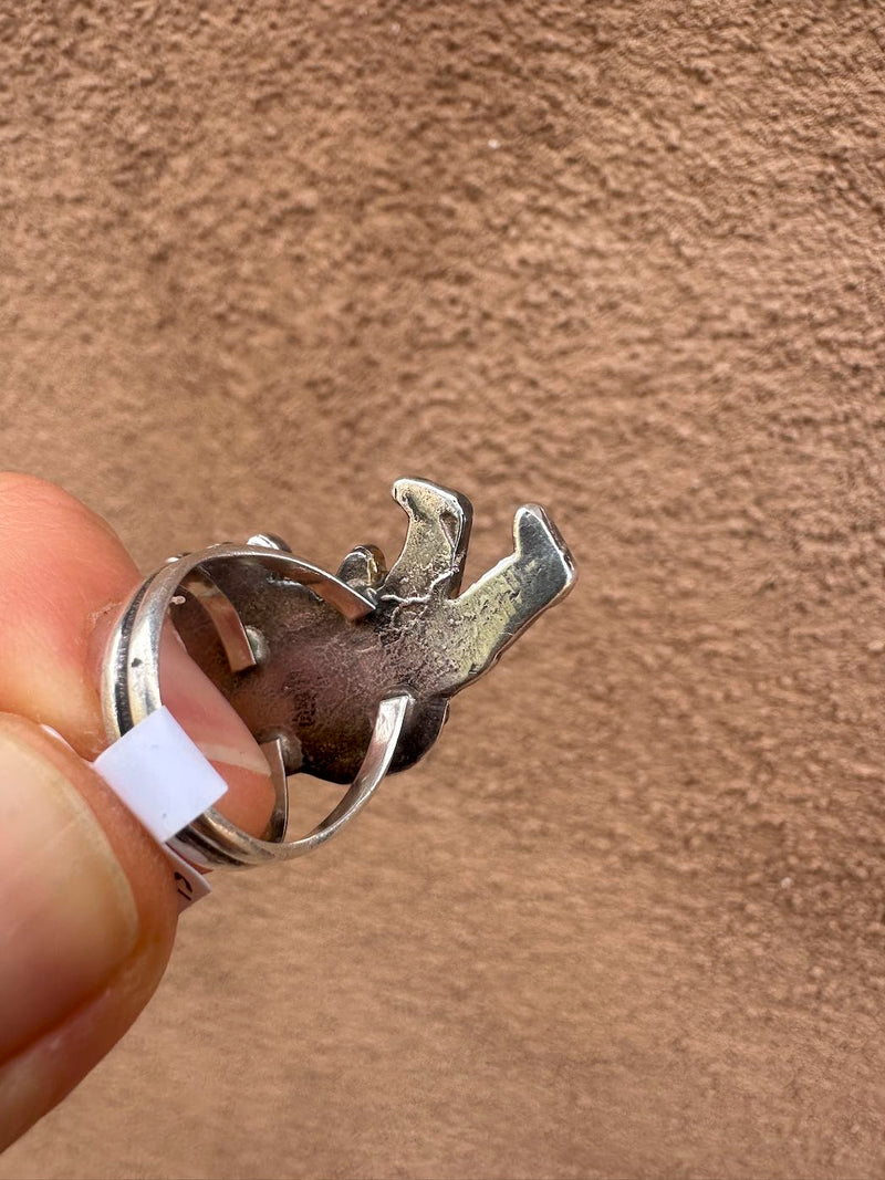Kachina Dancer Coral Chip Sterling Silver Ring