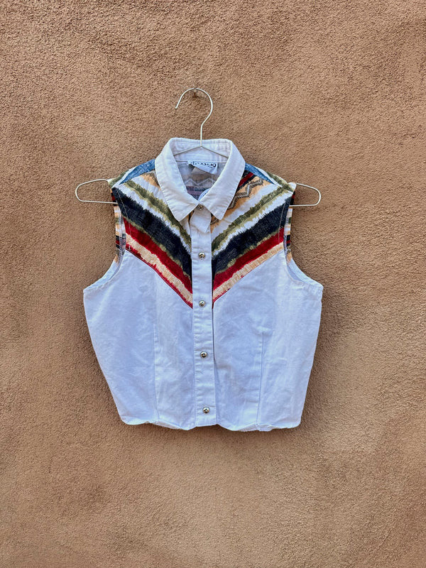 Sleeveless Banjo Western Blouse, Made in USA