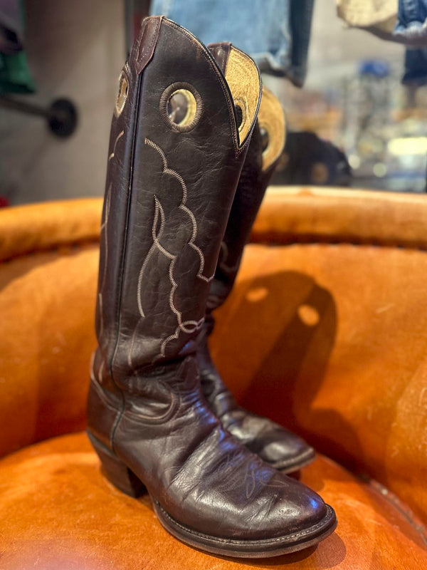 Tall Dark Brown Tony Lama Boots with Eyelet, 9.5D (11.5 women)
