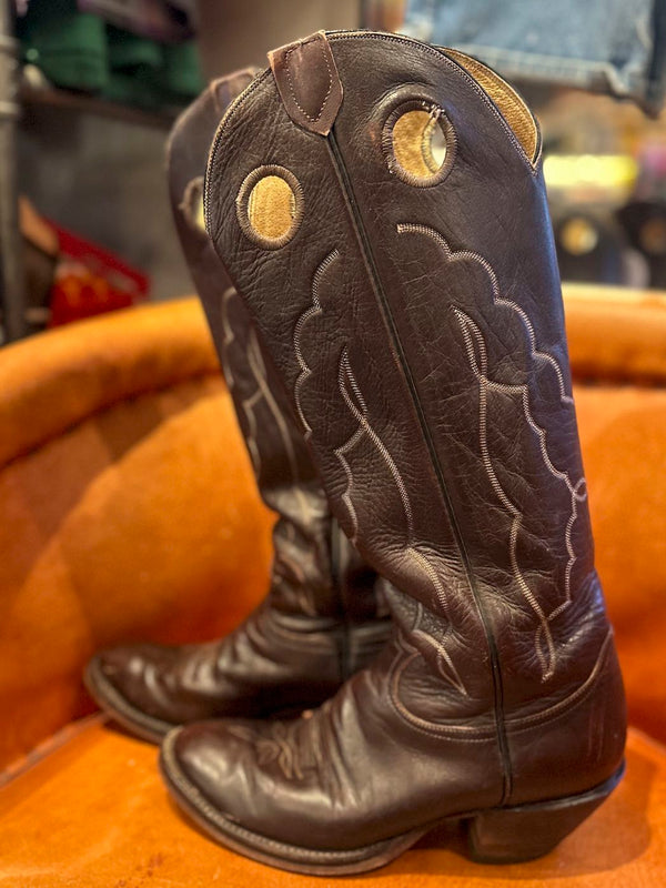 Tall Dark Brown Tony Lama Boots with Eyelet, 9.5D (11.5 women)