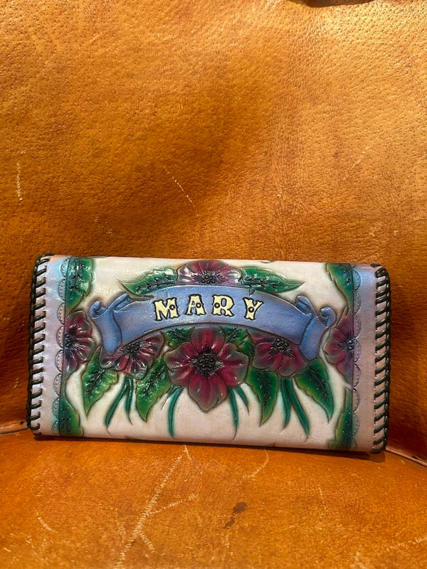 Tooled 1970's Colorful "Mary" Wallet