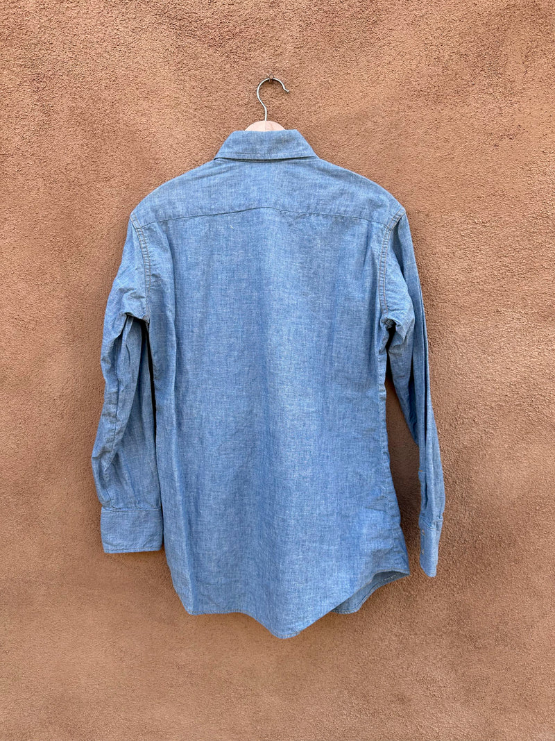 1970's Orange Tab Blue Chambre Levi's Shirt, Made in USA