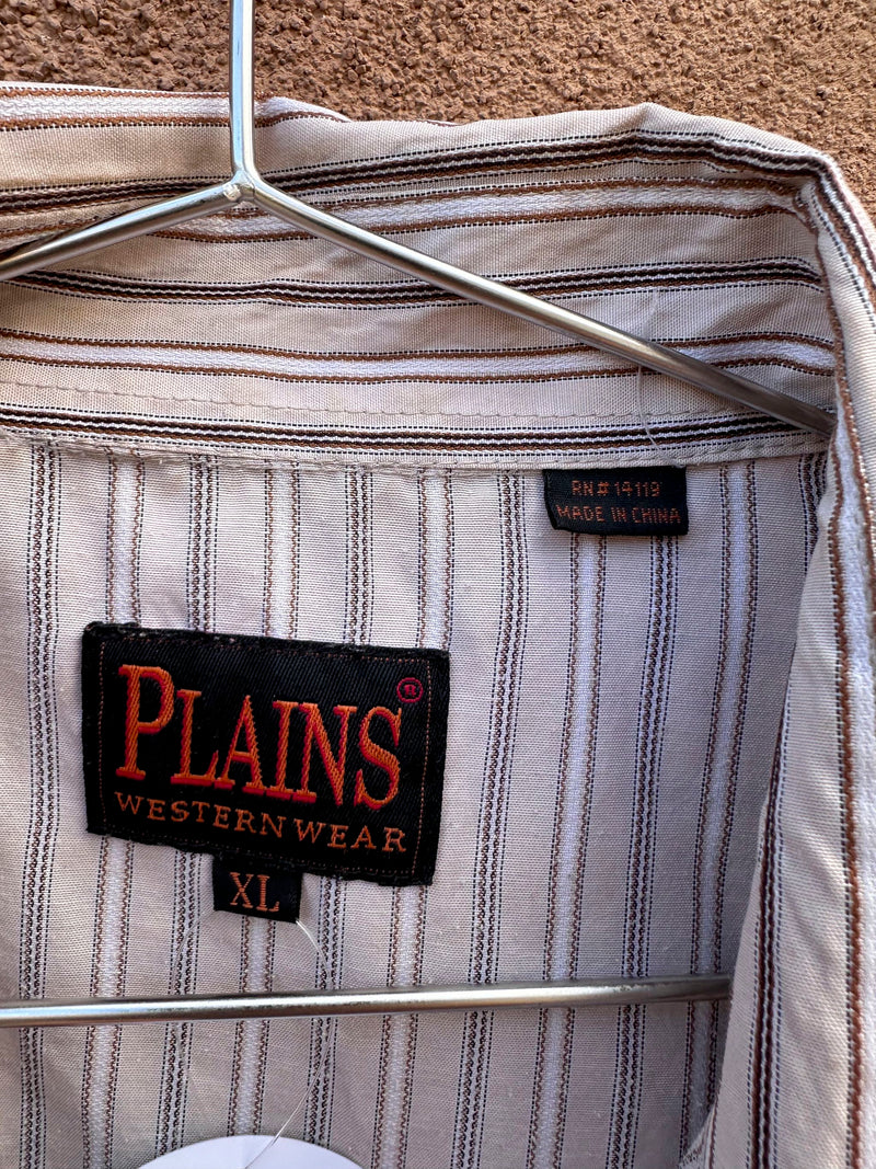 XL Plains Striped Pearl Snap Western Shirt