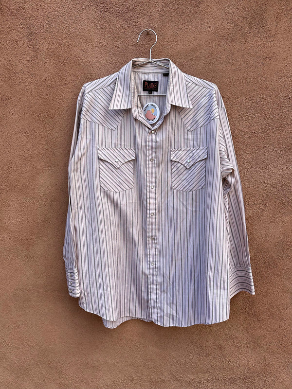 XL Plains Striped Pearl Snap Western Shirt