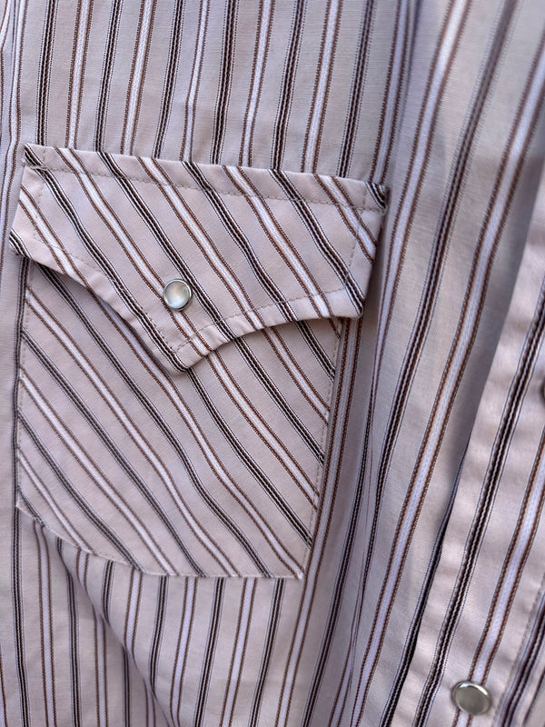 XL Plains Striped Pearl Snap Western Shirt