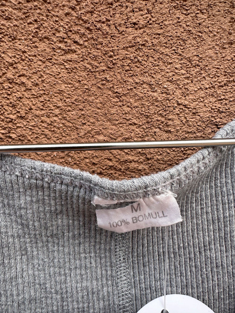 Gray Sleeveless 1980's Ribbed Singlet