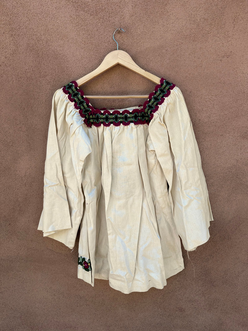 1950's Mexican Puebla with Intricate Embroidery on Canvas