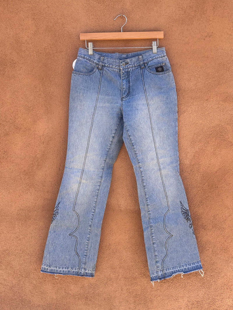 Embroidered & Flared 90's Harley Davidson Jeans, 6