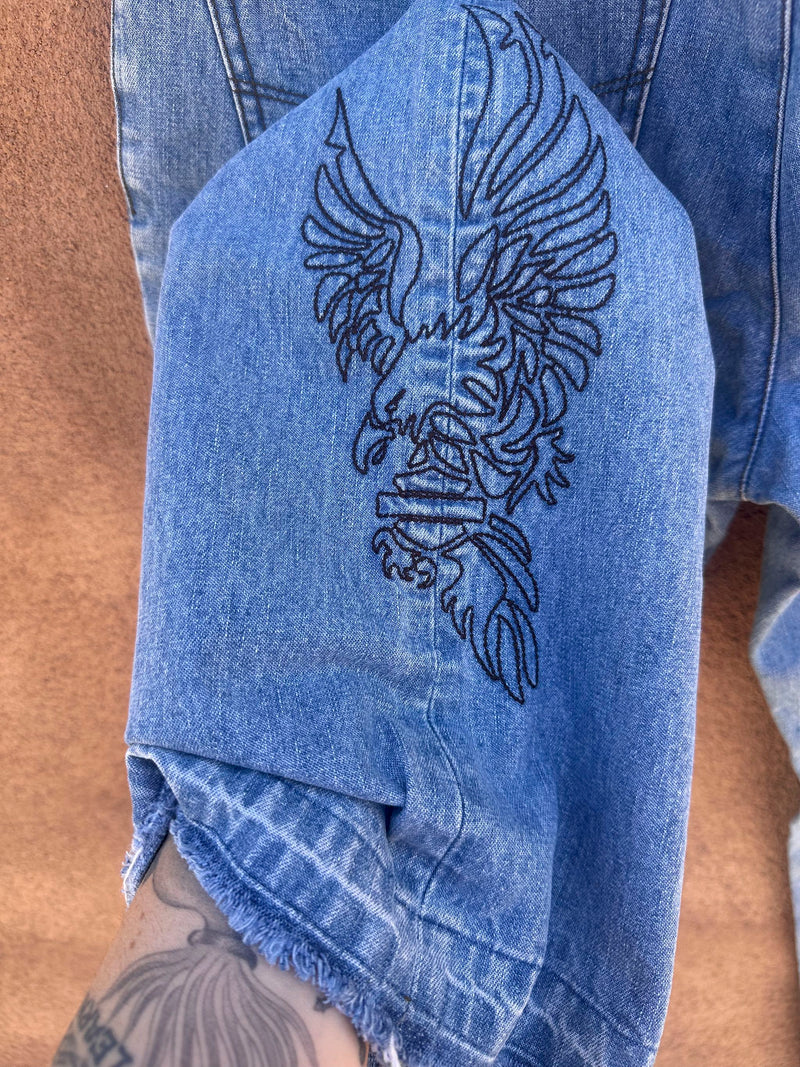 Embroidered & Flared 90's Harley Davidson Jeans, 6