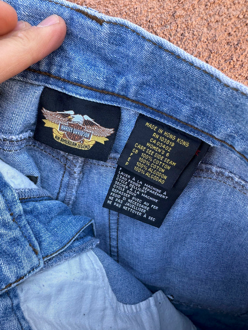 Embroidered & Flared 90's Harley Davidson Jeans, 6