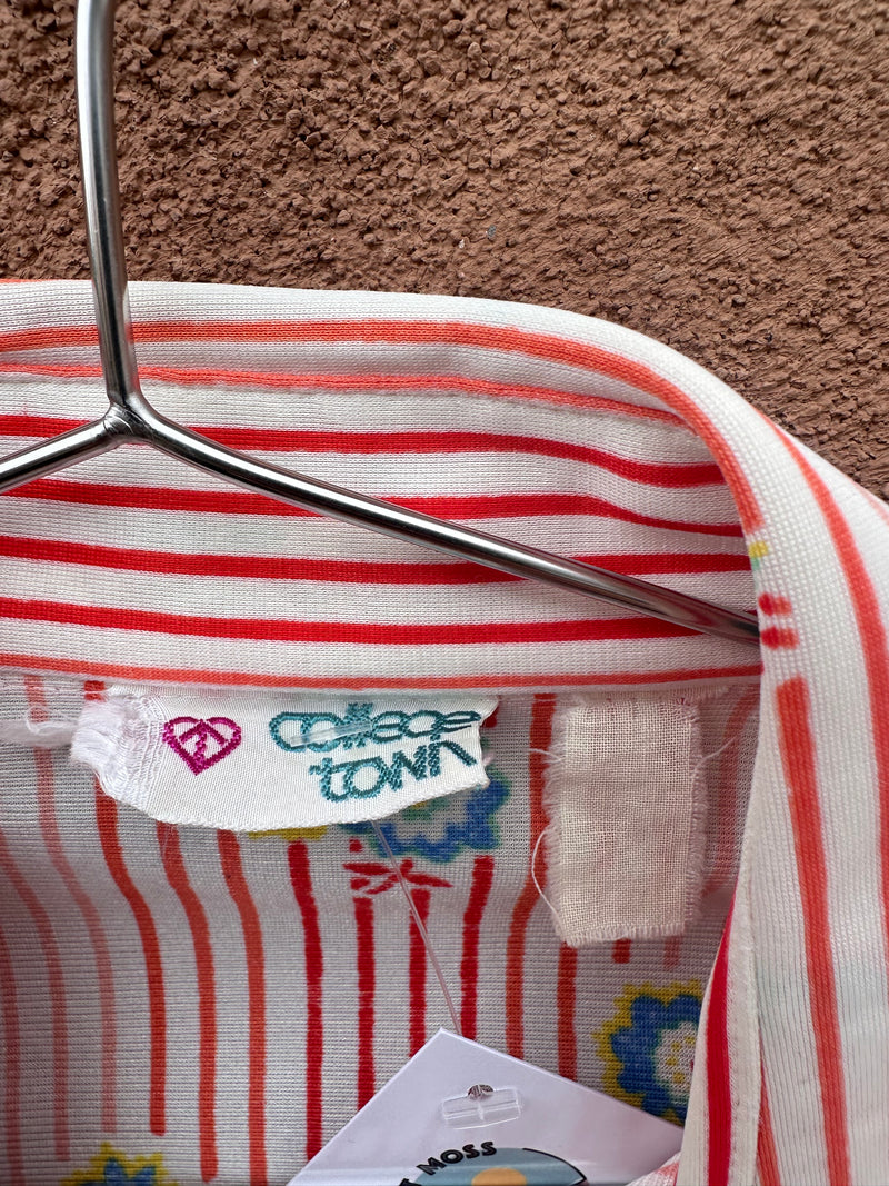 College Town Candy Stripe with Flowers 60's Blouse