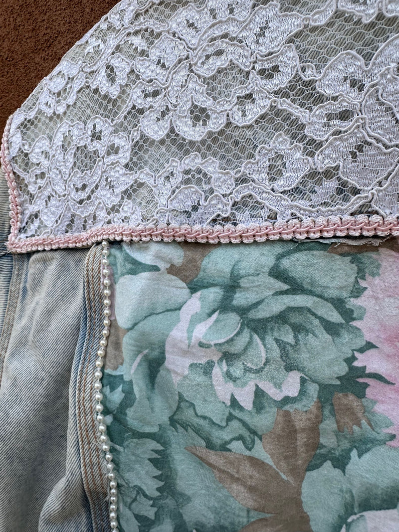 Bedazzled Pink Acid Wash Denim Jacket (on hold)