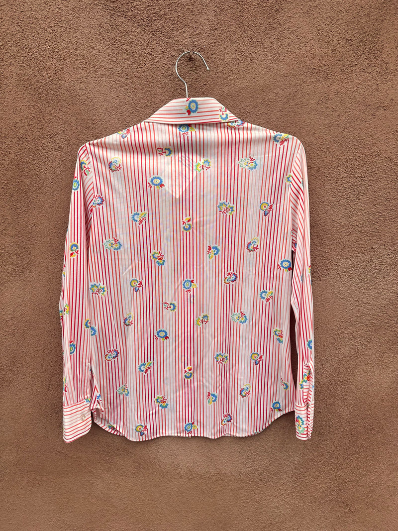 College Town Candy Stripe with Flowers 60's Blouse