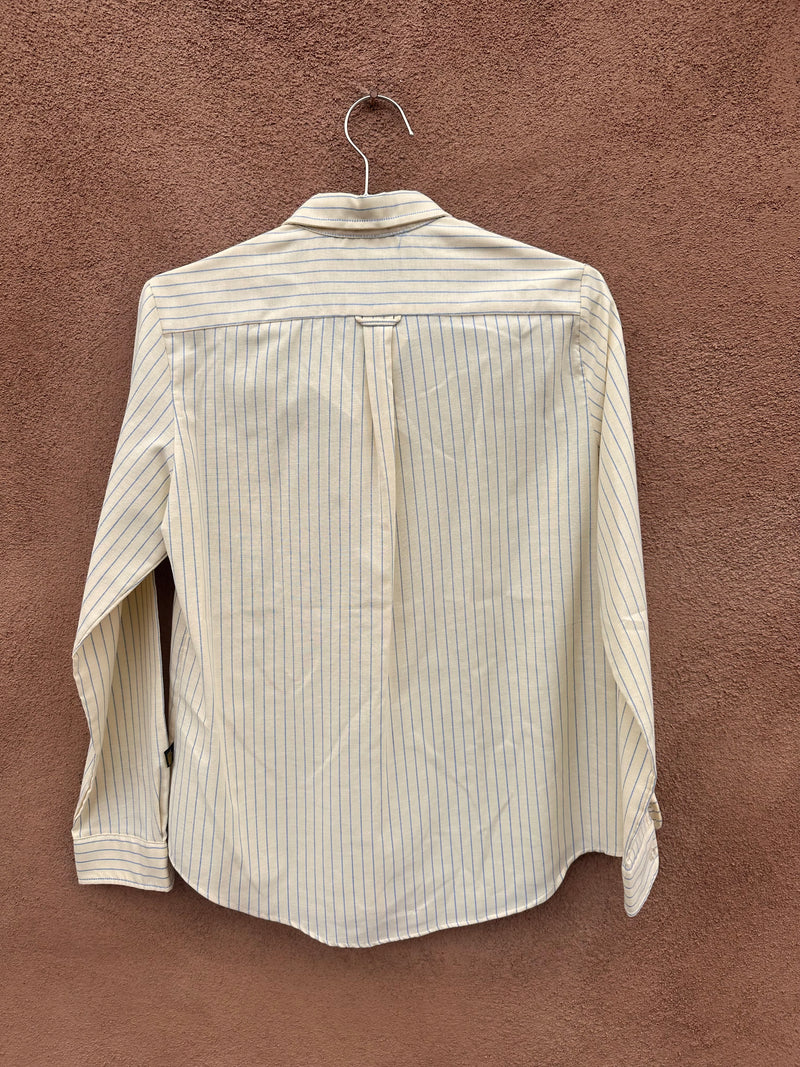 Yellow with Blue Stripes 1980's Sasson Blouse