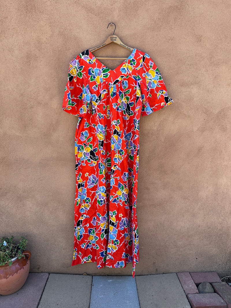 1970's Toucan Muumuu - Sears, Made in the USA