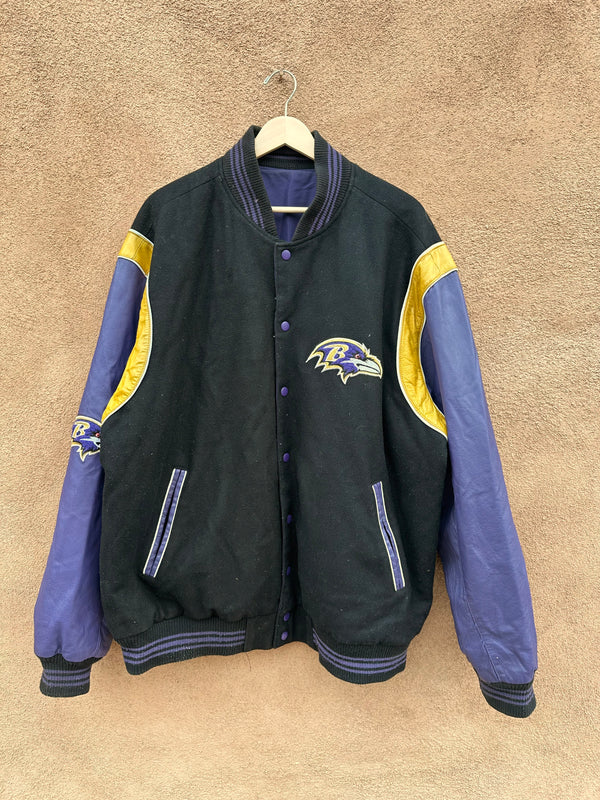 Leather & Wool (Blend) Baltimore Ravens Letterman Jacket - XXL - Reversible