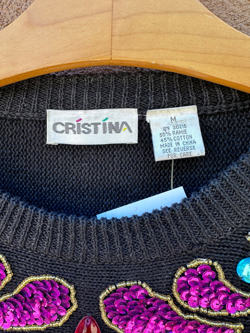 Beaded & Sequins Sweater by Cristina