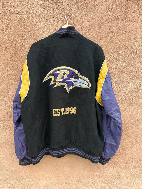 Leather & Wool (Blend) Baltimore Ravens Letterman Jacket - XXL - Reversible