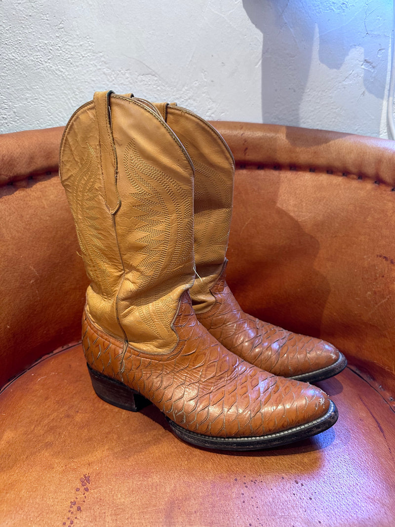 Two Tone Brown Leather Boots - 8.5D/10.5W - as is