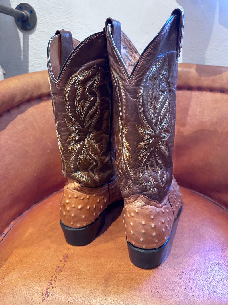 Two Tone Leather Ostrich Boots 11EE