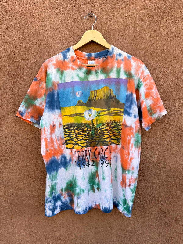 Jerry Garcia 1942-1995 Memorial T-shirt - Desert Cactus Flower Tie Dye