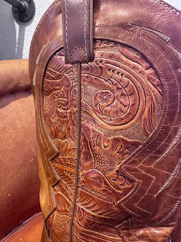 Code West Cowboy Boots with Hand-Tooled Inlay - Approx Size 8/8.5