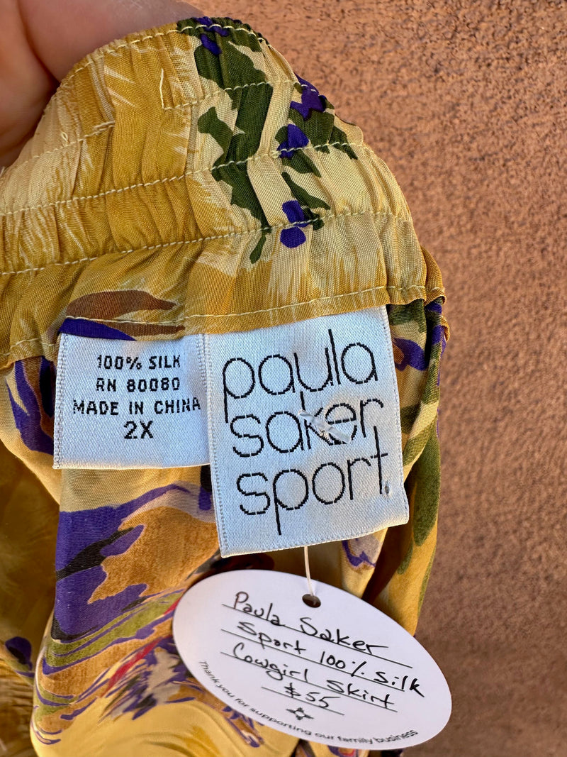 Paula Saker Sport 100% Silk Cowgirl Skirt