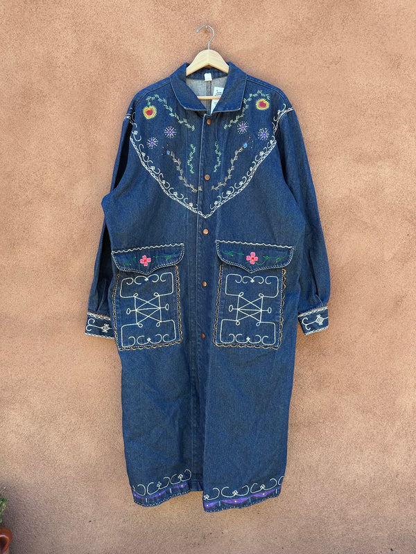 Puff Paint Denim Long Coat