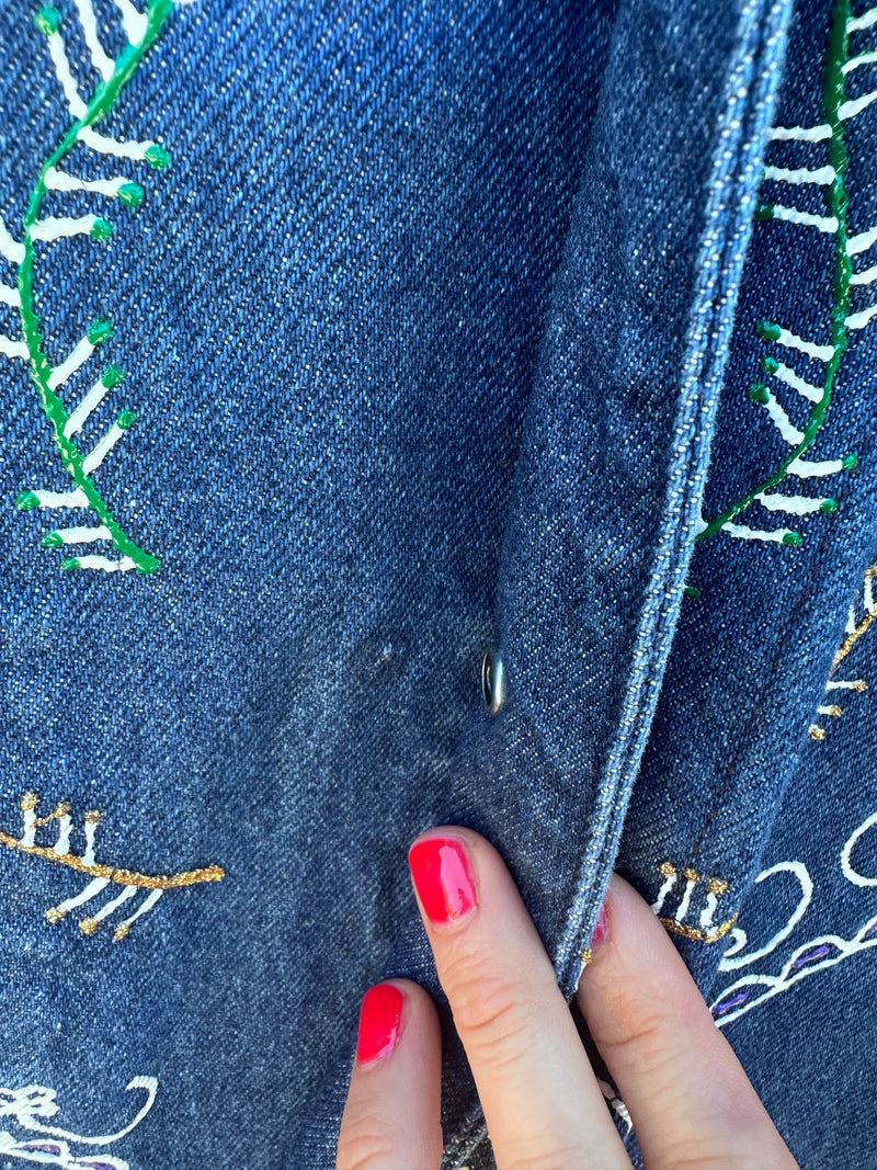 Puff Paint Denim Long Coat