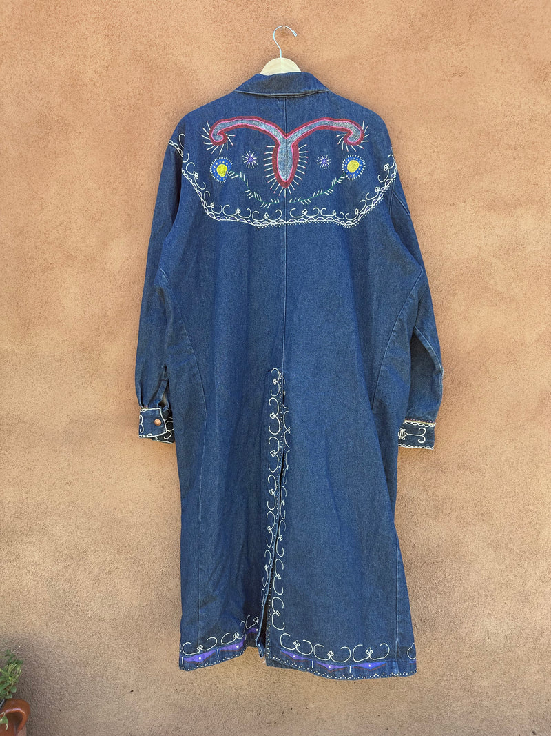 Puff Paint Denim Long Coat