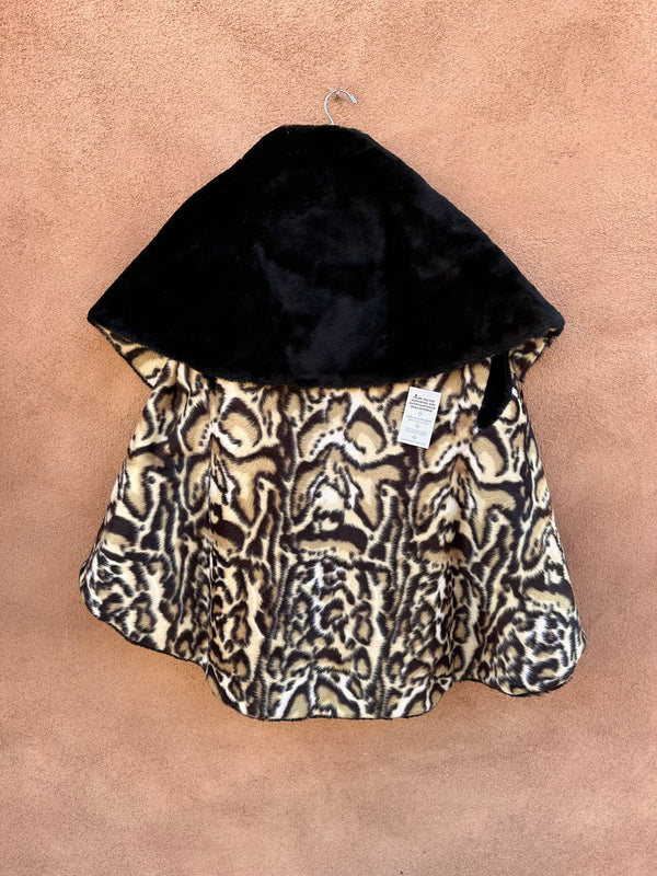 Faux Leopard Cape Coat with Arm Holes - Reversible